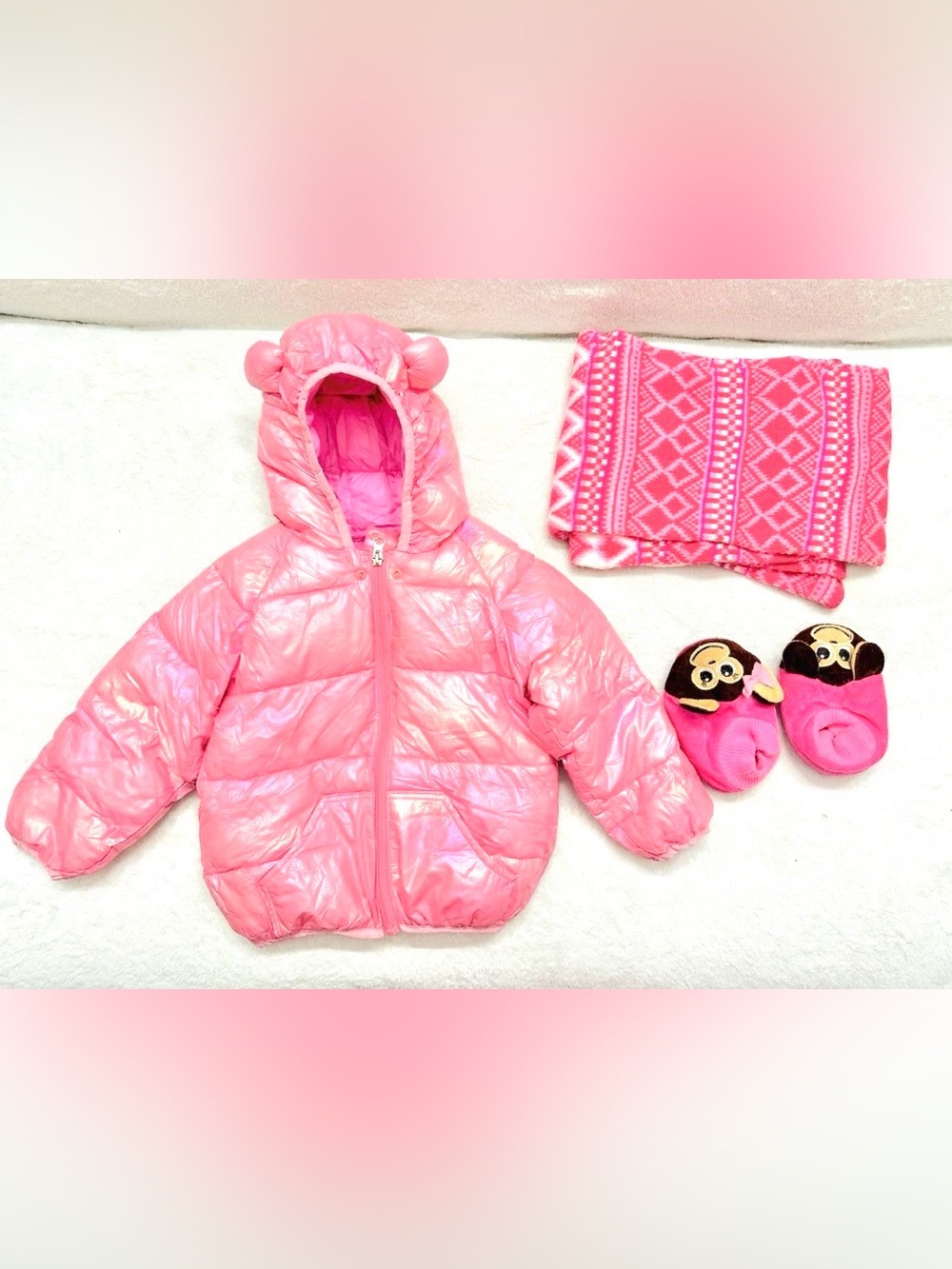 Girl Winter Set Very Cute Puffer Down Jacket Size 2-3T Excellent Condition